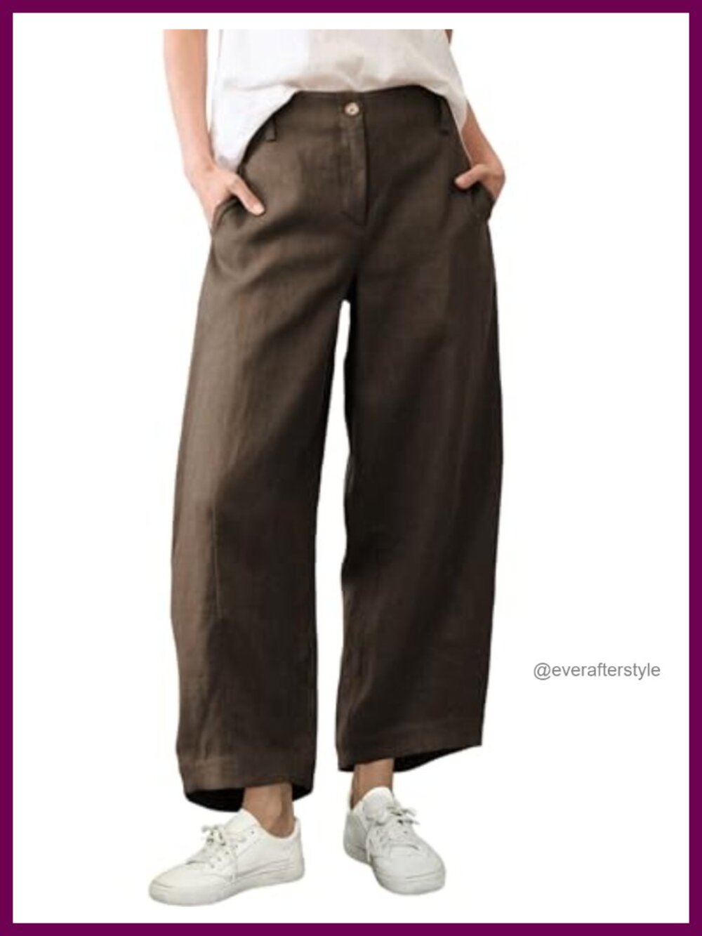 Cotton Linen Barrel Pants Wide Leg High Waist Trousers